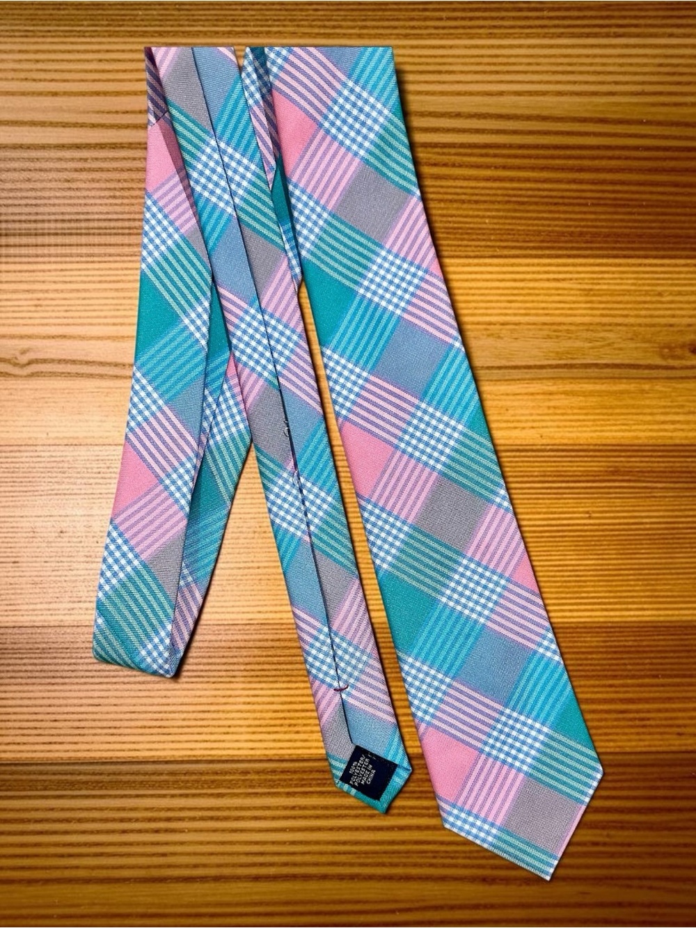 Izod Pink and Teal Plaid Men's Tie